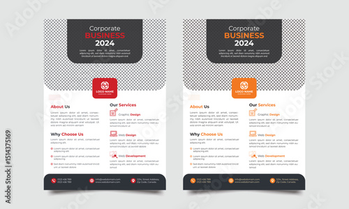 Corporate business flyer template, modern template, in two color, and modern design, perfect for creative professional business, marketing, business proposal, promotion, advertise, publication, cover