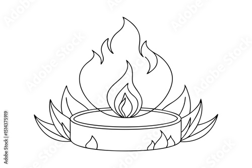 Modern Fire Pit Outline Drawing Design