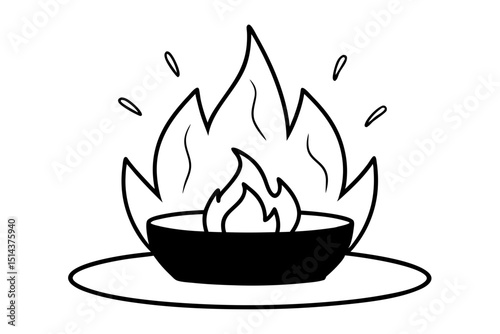 Fire Pit Silhouette Line Illustration Design