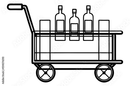 Modern Bar Cart Silhouette Outline Design