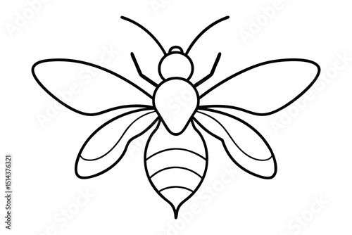 Bee Silhouette Vector Minimal Line Drawing
