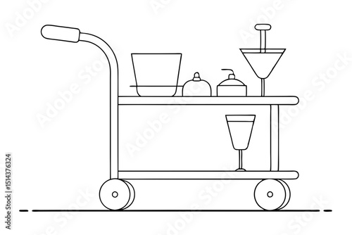 Minimal Bar Cart Vector Illustration