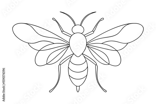 Bee Silhouette Minimal Line Drawing