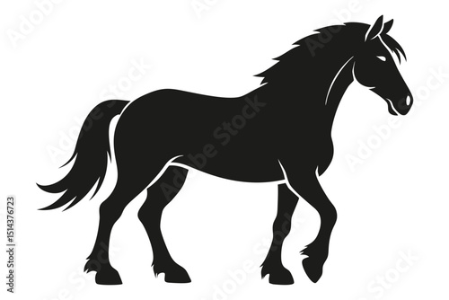 Elegant Clydesdale Horse Vector Silhouette