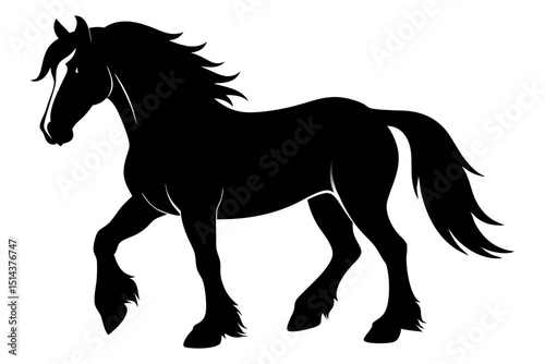 Strong Clydesdale Horse Silhouette Drawing