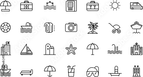 hotel set of web icons in line style  hotel and va.eps