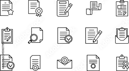 document set of web icons in line style  documents.eps