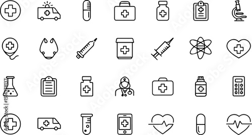 healthcare set of web icons in line style  medicin.eps
