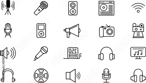 podcast set of web icons in line style  podcast ra (1).eps