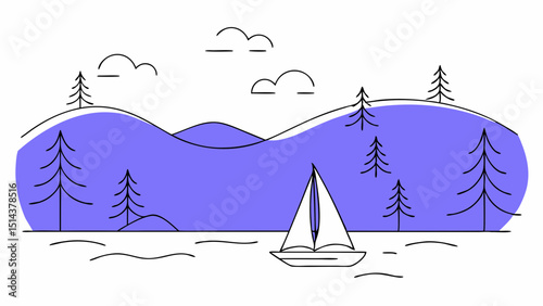 Lake Serenity: A Sailing Adventure Illustration