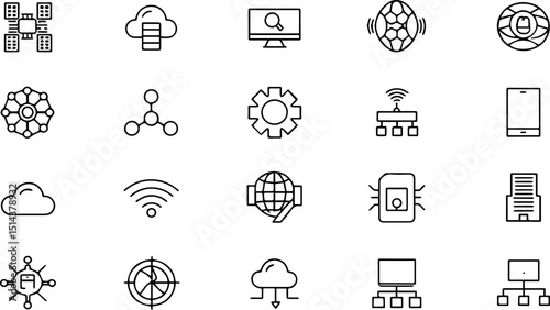 technology set of web icons in line style  informa.eps