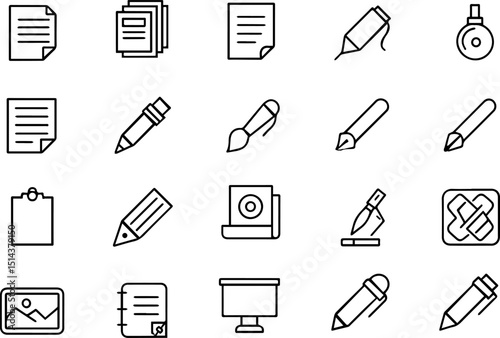 writing web icon set in line style  collection of .eps