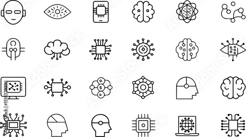 artificial intelligence set of web icons in line s.eps