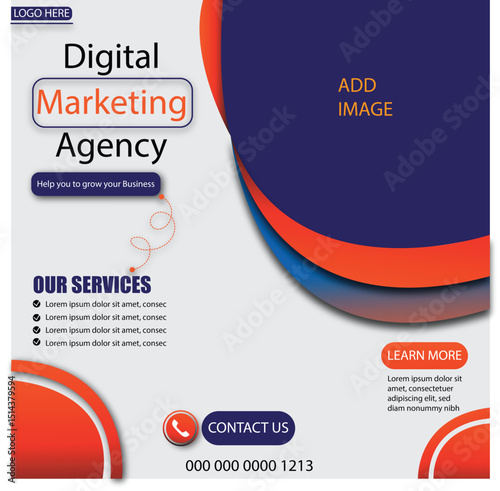 Digital Marketing agency social media poster design vector templates 