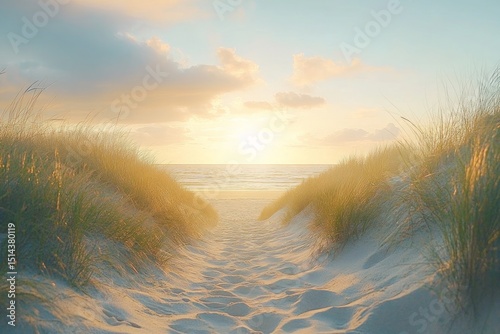 Sunset Beach Path: Golden Hour Landscape