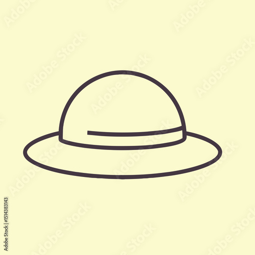Safari Hat Man Shadow Flat Illustration in Minimal Style

