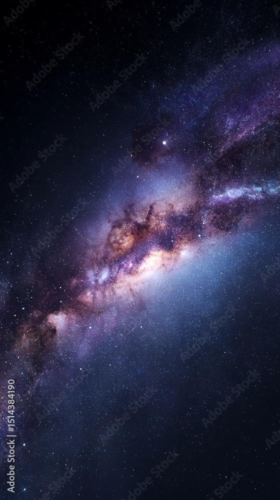 Fototapeta premium Vibrant Milky Way Galaxy at Night with Purple and Blue Hues