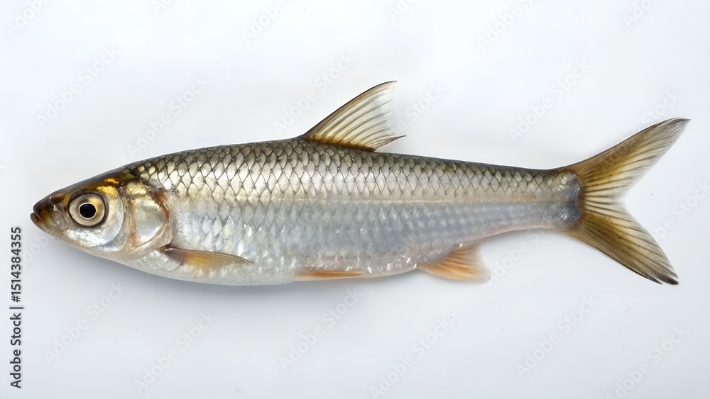 Fototapeta premium Isolated Burrhead Shiner on White Background – Scientific Fish Illustration