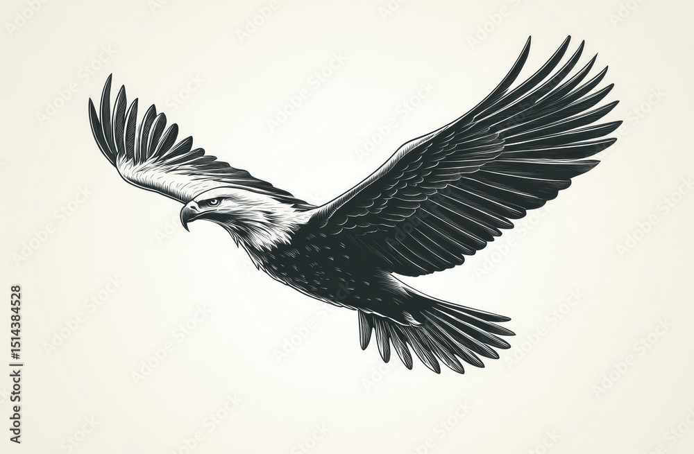 Fototapeta premium A graphic illustration of a majestic bird in flight.