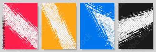 Vector illustration. Hand drawn abstract color frame set. Ink brush strokes mess. Design for poster, invitation, gift card, coupon, book cover, photography overlay, web banner.