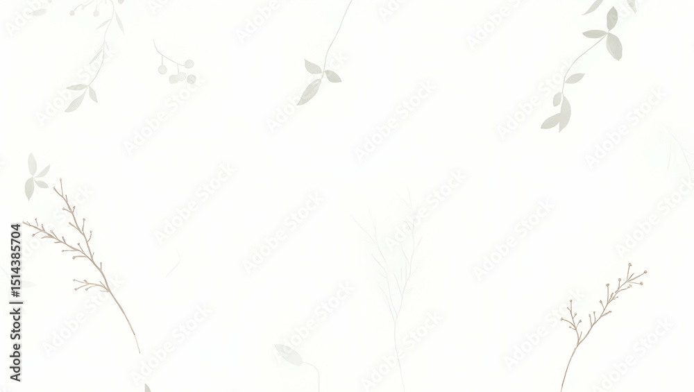 Fototapeta premium Warm Watercolor Composition of Fir and Eucalyptus Leaves with White Berries for Serene Natural Decor - Perfect for Interior Design