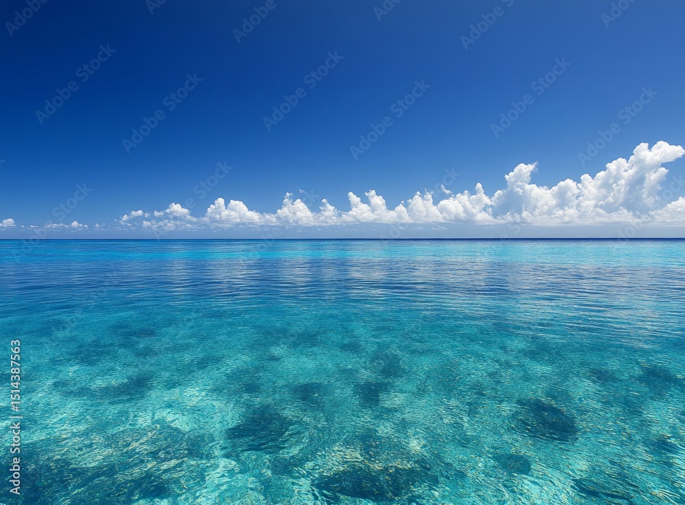 Fototapeta premium Vibrant Blue Ocean Scene Under a Clear Summer Sky