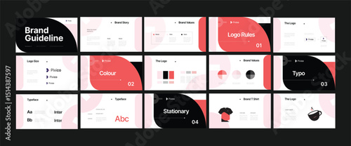 colorful brand guidelines template, modern business branding manual for fashion, beauty, feminine, Lifestyle, Creative agency, wellness, selfcare, boutique, and social media influencer
