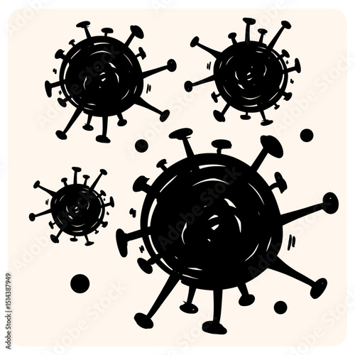 Hand-Drawn Black Virus or Germ Doodle Icon