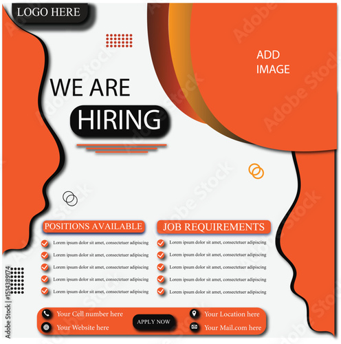 We Are Hiring  social media poster design vector templates