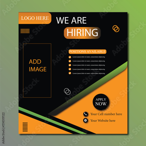 We Are Hiring  social media poster design vector templates