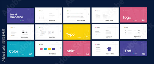 colorful brand guidelines template, modern business branding manual for creative studio, startup, educational, entertainment, fashion, lifestyle, tech startups with playful positioning 