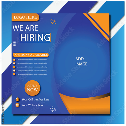 We Are Hiring  social media poster design vector templates