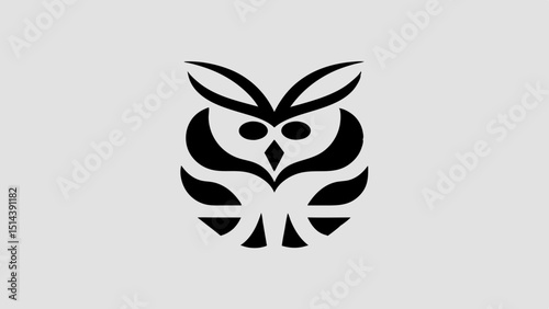 Regal Owl Silhouette Curved Plumage with Defined Ear Tufts and Talons