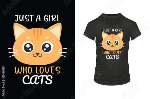 "Just a Girl Who Loves Cats T-Shirt – Cute Kitty Lover Tee for Women and Girls"

