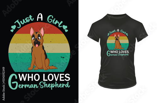 "Just a Girl Who Loves German Shepherd T-Shirt – Cute Retro Dog Lover Tee for Women"

