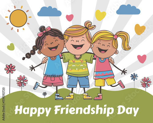 Flat International Friendship Day Vector Art Illustration