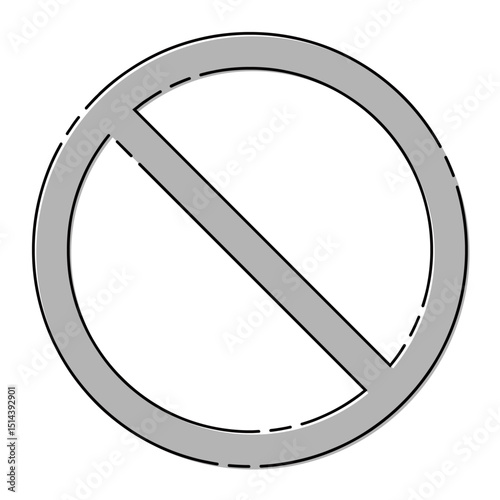 おしゃれな破線版ズレの禁止マークのイラストイメージ グレー モノクロ