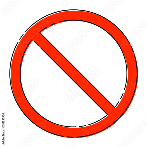おしゃれな破線版ズレの禁止マークのイラストイメージ レッド