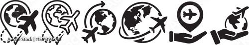 Aviation and Globe Icons: An array of captivating icons showcases the seamless connection between aviation and global exploration, inviting viewers to embark on a journey of endless possibilities. 