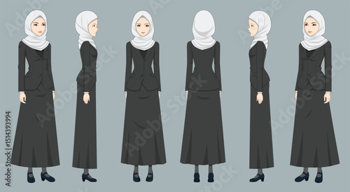 woman headscarf with with multiple view