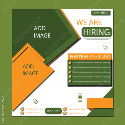 We Are Hiring  social media poster design vector templates