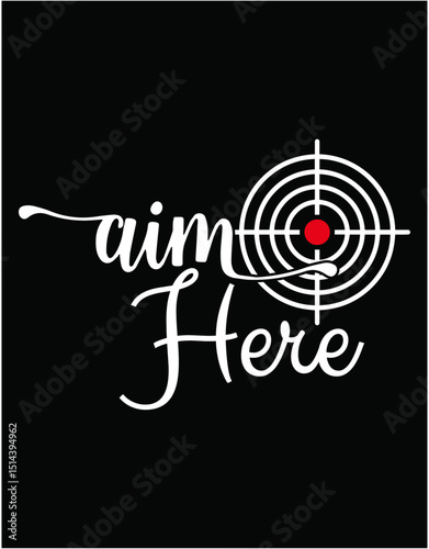 Aim Here Darts Players Bullseye Target Shooting Club - printable editable vector art file.