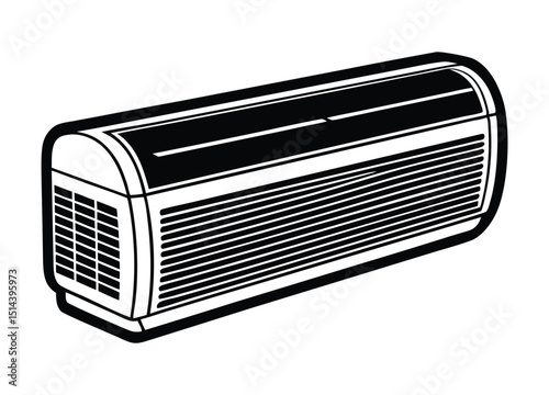 full air condition setup silhouette on white background 