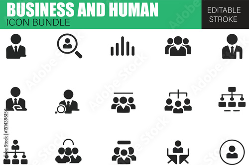 business management icons Editable Stroke