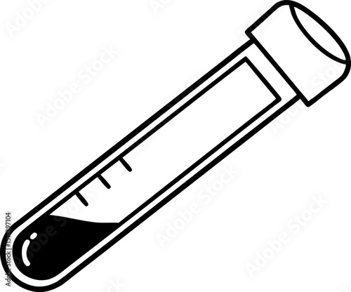 Blood Sample Tube Line Art Vector Illustration 
