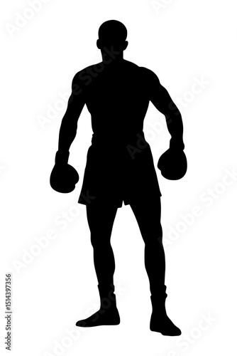 Silhouette of a boxer standing