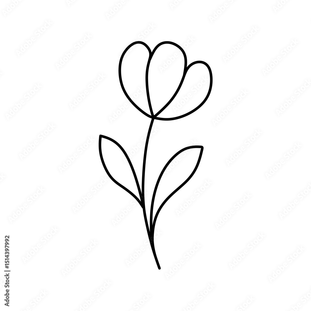 Flower line vector illustration