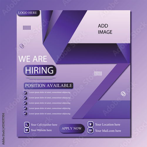 We Are Hiring  social media poster design vector templates