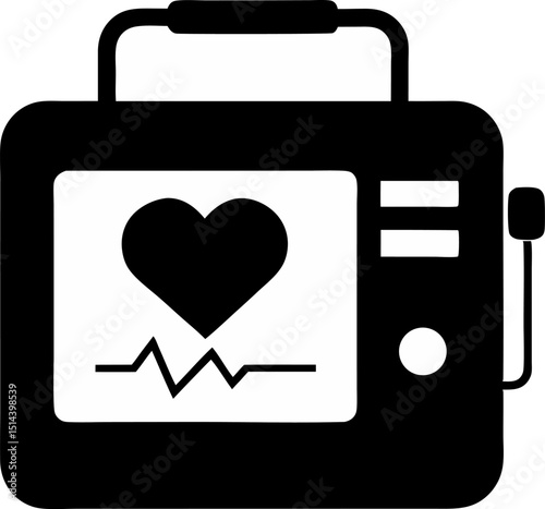 Defibrillator Device Silhouette Vector Illustration