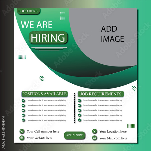 We Are Hiring  social media poster design vector templates